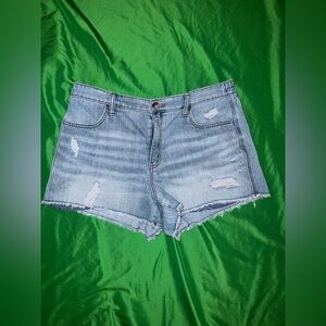Aerie Light Blue Distressed  Stretch Denim Jean Shorts size Large
